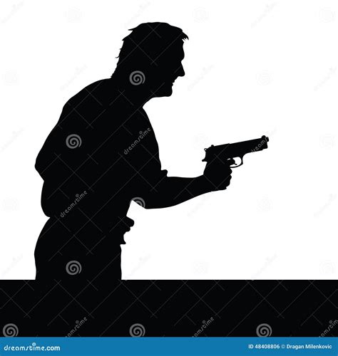 Man with gun silhouette stock vector. Illustration of crime - 48408806