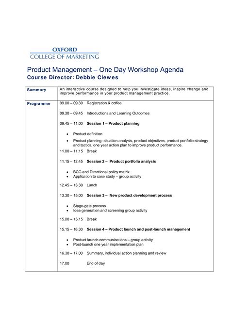 One Day Workshop Agenda - How to create an one Day Workshop Agenda? Download this One Day ...