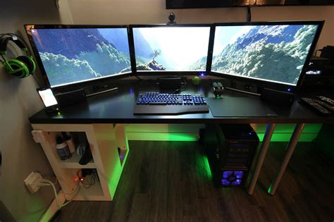 x3 Battlestation | Game room accessories, Gaming computer desk, Computer desk design