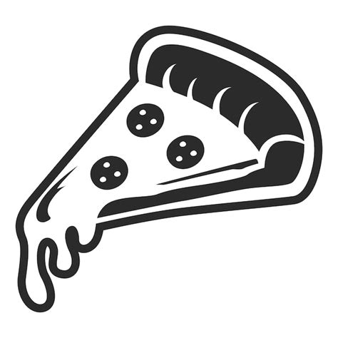 Premium Vector | Black and white silhouette of slice of pizza with ...