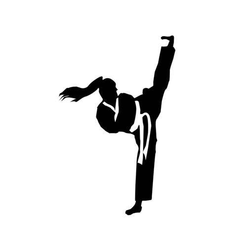 silhouette of taekwondo girl showing her high kick 6537356 Vector Art at Vecteezy