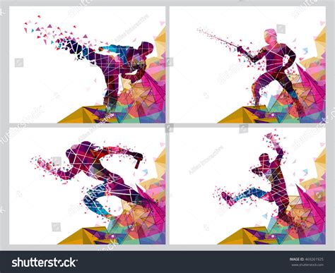 Set Four Sports Poster Banner Flyer Stock Vector 469261925 - Shutterstock