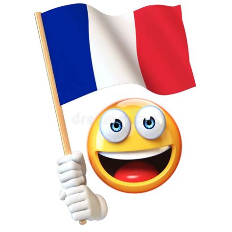 Emoji Holding French Flag, Emoticon Waving National Flag of France 3d ...