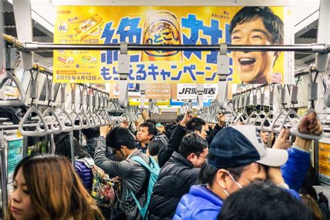 Full Train during Rush Hour in Tokyo Subway Editorial Photography ...