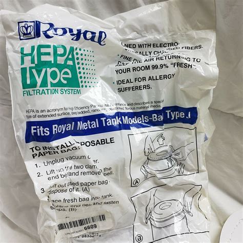 Royal Type J HEPA Filtration 3-465075-001 Vacuum Bags - Genuine - 2 PK ...