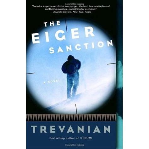 the book cover for the tiger sanction by trevanian, with an image of a man in snow gear