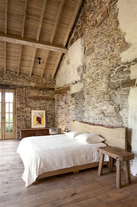 Elements Needed For Creating A Warm, Rustic Bedroom | Stone walls ...