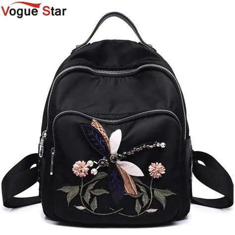 Handmade Embroidery Flower Women Fashion Backpacks School Bags for Teenage Girls Black ...