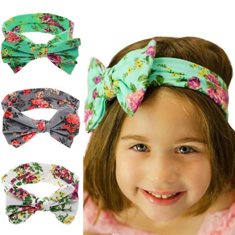 Baby Girl Headbands Polka Dot Ribbon Bow Headband Flower Elastic Infant ...