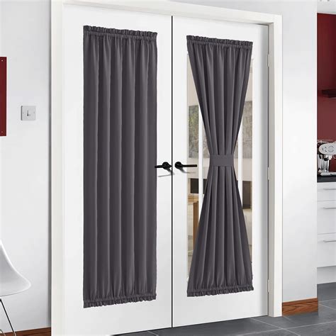 Buy NICETOWN Grey French Door Curtains - Blackout Patio Door/Glass Door Window Curtain Panel for ...