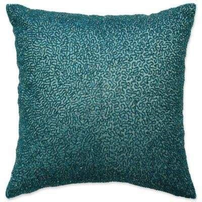 Simmons Alexina Square Beaded Throw Pillow in Peacock | Beaded ...