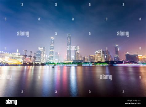 guangzhou zhujiang new town skyline at night Stock Photo - Alamy