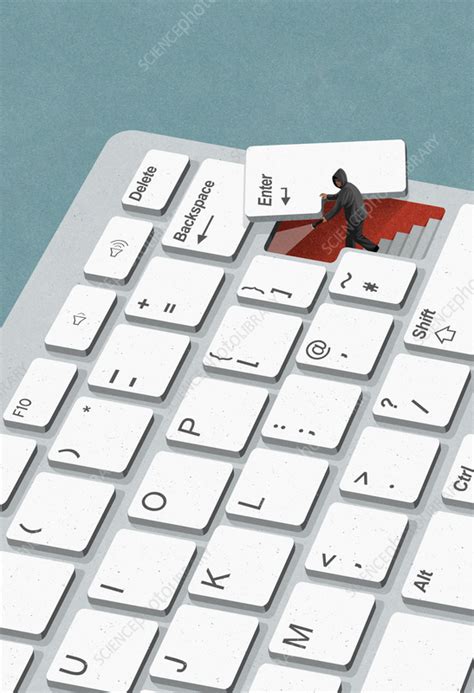 Computer hacker entering keyboard, illustration - Stock Image - C056 ...