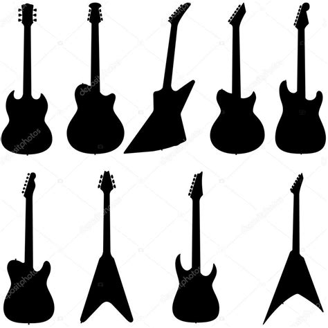 Download royalty-free Set of electric guitar silhouette stock vector 10041504 from Depositphotos ...