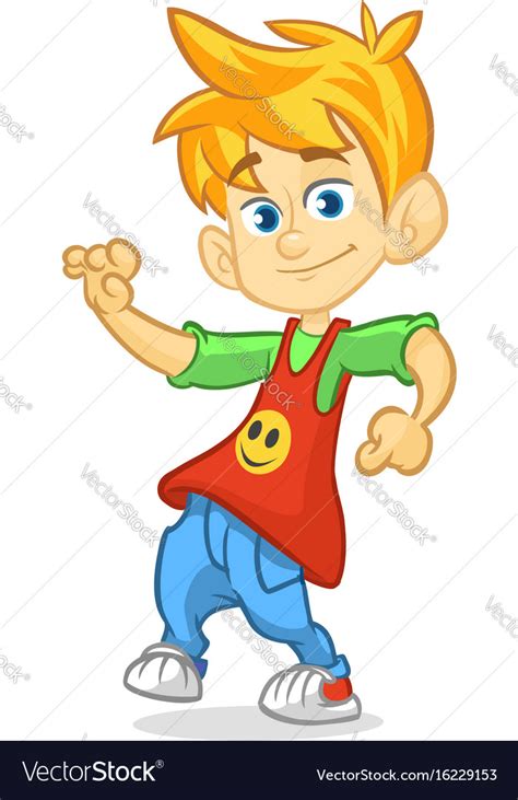 Cartoon funny boy dance Royalty Free Vector Image