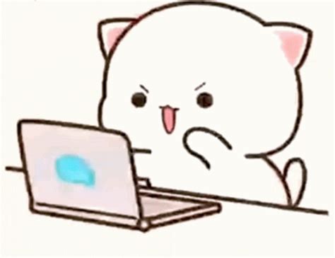 Kawaii Cat Typing On Laptop GIF | GIFDB.com