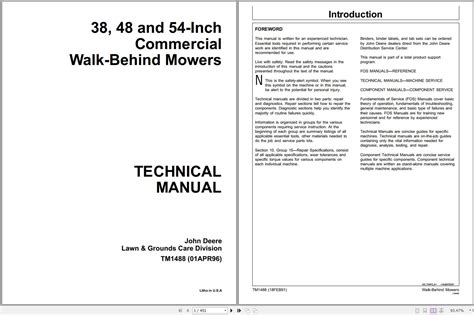 John Deere Walk-Behind Mowers 38 48 54-Inch Technical Manual TM1488