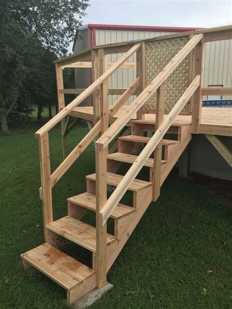 Deck stairs – 2019 - Deck ideas | Outdoor stair railing, Outdoor stairs, Deck stair railing