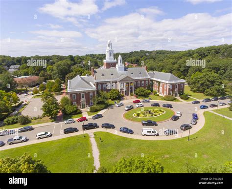 Newton City Hall aerial view in downtown Newton, Massachusetts, USA Stock Photo - Alamy