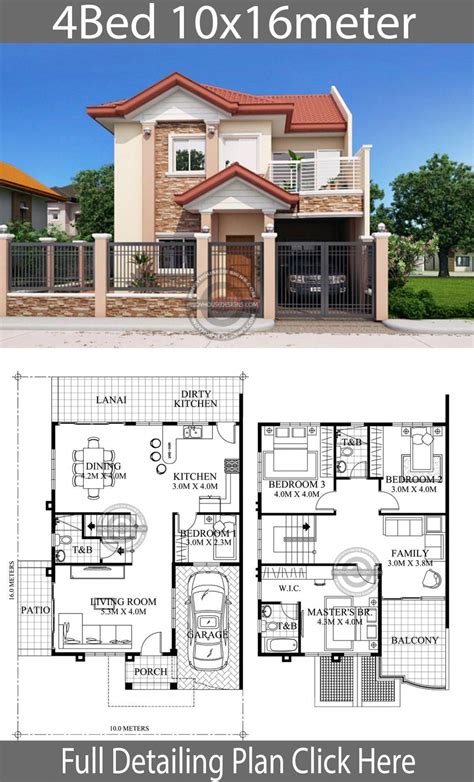 Home Design 10x16m With 3 Bedrooms A2D | Philippines house design, Two ...