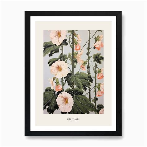 Flower Illustration Hollyhock 1 Poster Art Print by Botanic Studio - Fy