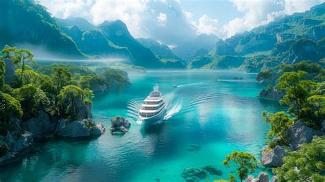 Premium Photo | Cruise Ship Navigating Through Majestic Mountainous Fjords