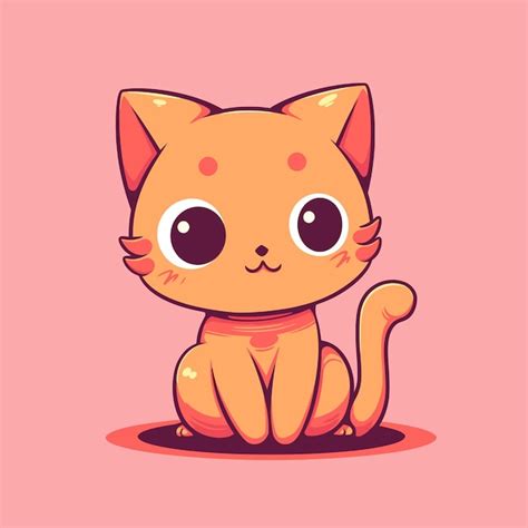 Premium Vector | Sweet little feline chibi vector style of an orange cat