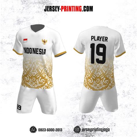 Jersey Futsal Putih Motif Batik Gold - Jersey Printing - Bikin Jersey Satuan Murah Full Print