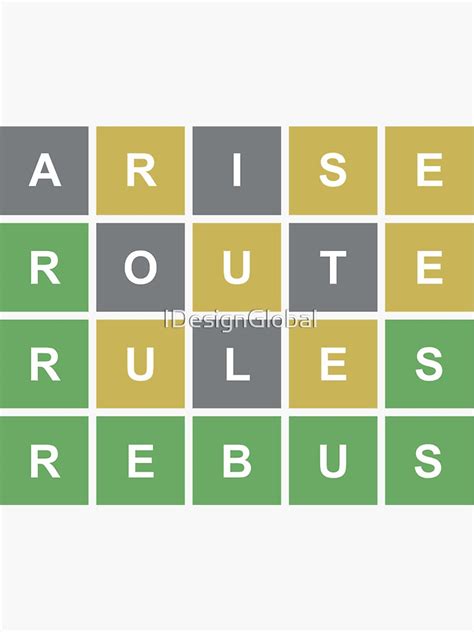 "WORDLE Word Game Green Gray Yellow Squares Happy Gamers" Sticker for ...