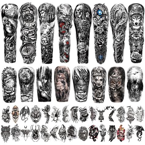 Buy Metuu 46 Sheets Full Arm Waterproof Temporary Tattoos For Men, Lion ...