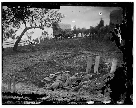 Gettysburg, Pennsylvania. Unfinished Confederate graves near the center ...