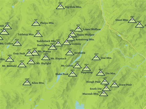 Adirondack High Peaks Map 18x24 Poster