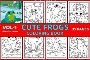 Cute Frog Coloring Pages with Book Cover Graphic by Simran Store · Creative Fabrica