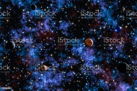 3d Illustration Of Night Sky With Stars And Planets Stock Illustration - Download Image Now - iStock