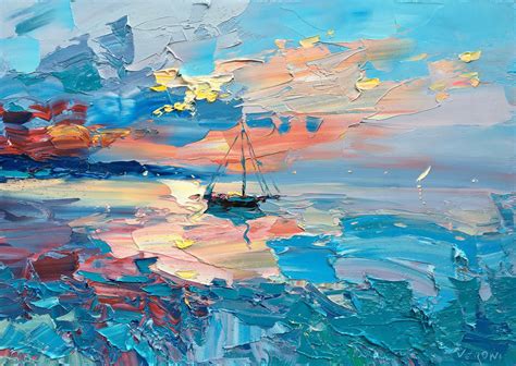 Ocean Painting on Canvas 56 Abstract Art Sailing Ocean Paintings On Canvas, Seascape Wall Art ...