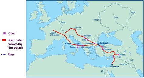 Map of the First Crusade Routes (Illustration) - World History Encyclopedia