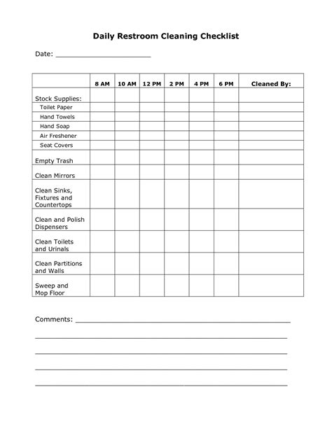 Printable Shower Schedule Template