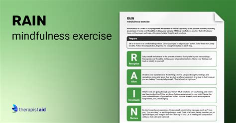 RAIN: Mindfulness Technique (Worksheet) | Therapist Aid