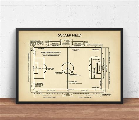 Football Pitch Diagram Soccer Field Blueprint Art Soccer - Etsy