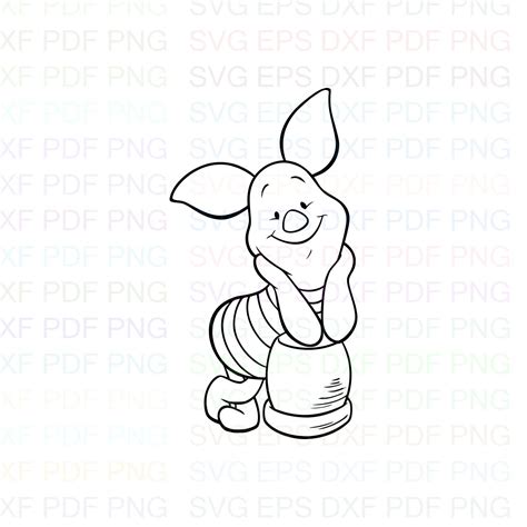 Piglet Winnie The Pooh 14 Outline Svg Stitch silhouette | Etsy