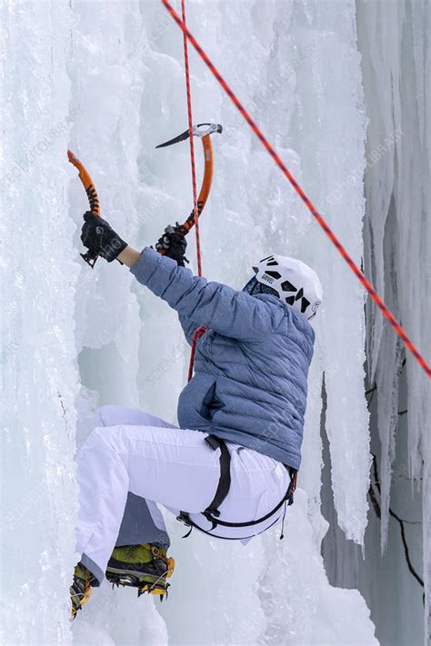 Ice climbing, Pictured Rocks National Lakeshore, USA - Stock Image ...