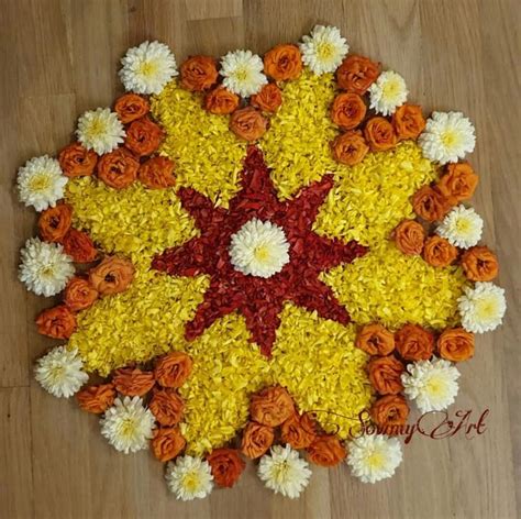 Pin by Sujana Reddy on Rangoli with flowers | Simple flower design ...