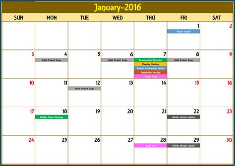 Free Excel Monthly Calendar - Terry Georgina