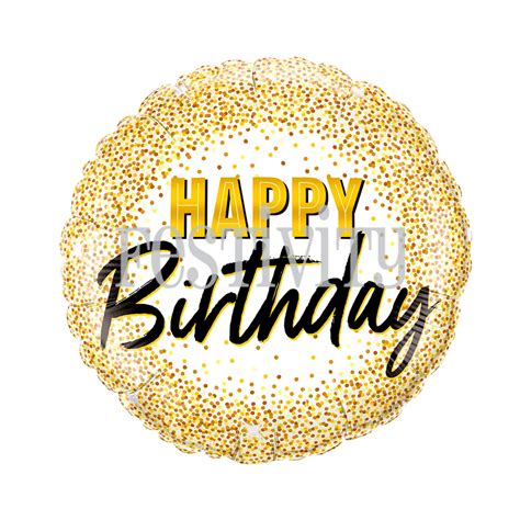 Happy Birthday Gold and White Foil Balloon | Festivity
