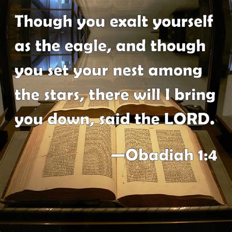 Obadiah 1:4 Though you exalt yourself as the eagle, and though you set your nest among the stars ...