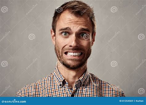 Scared man face. stock image. Image of nervous, astonished - 81354569