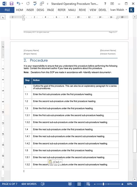 SOP Templates (MS Office) – Technical Writing Tools