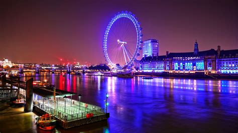 London Eye in Night 4K 5K HD Wallpaper: Widescreen: Alta definição: Fullscreen