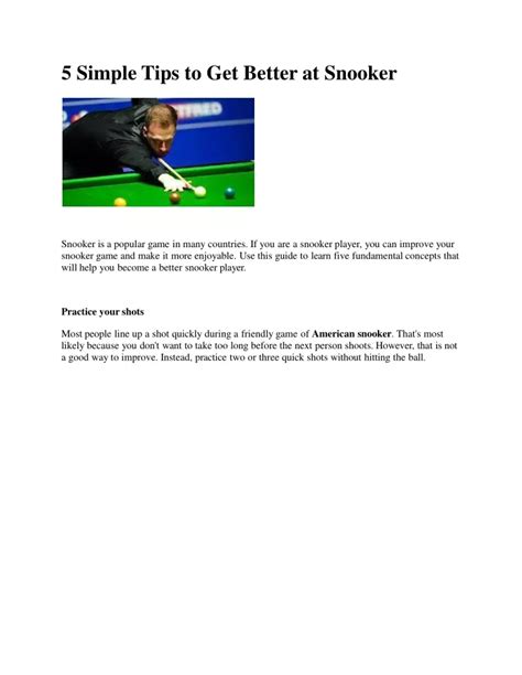 PPT - 5 Simple Tips to Get Better at Snooker PowerPoint Presentation ...