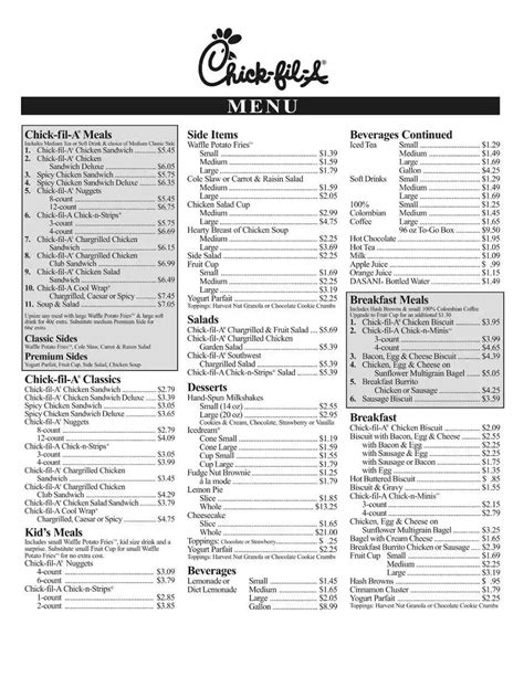 Chick-fil-A Menu, Menu for Chick-fil-A, Greenville, Greenville ...